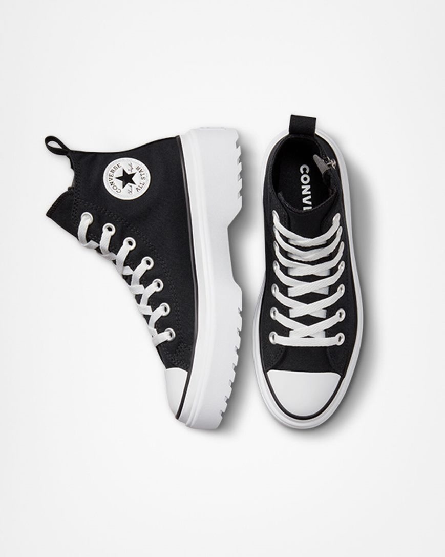 Sapatos Plataforma Converse Chuck Taylor All Star Lugged Lift Lona Cano Alto Menina Pretas Branco | PT H07P830